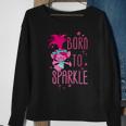 Schwarzes Sweatshirt Born to Sparkle mit Cartoon-Figur, Glitzernder Aufdruck Geschenke für alte Frauen
