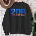 Seattle 206 Area Code Pride Skyline Washington Vintage Sweatshirt Gifts for Old Women