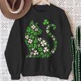Shamrock Irish Cat Graphic Saint Patrick Day For Cat Lovers Sweatshirt Gifts for Old Women