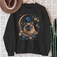 Siamese Cat Moon Surrounded By Flowers Sweatshirt Gifts for Old Women