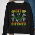 Smoke Up Bitches Marijuana Pot Leaf Weed 420 Stoner Day Sweatshirt Gifts for Old Women