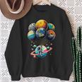 Solar System Astronaut Holding Planet Balloons Space Sweatshirt Gifts for Old Women