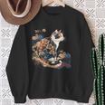 Surrealism Japanese Painting Calico Cat Sweatshirt Gifts for Old Women