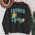 Tanned And Tipsy Vacation Quote Sweatshirt Gifts for Old Women