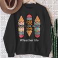 Teacher Life Teach Love Inspire Pencils Inspirational Women Sweatshirt Gifts for Old Women