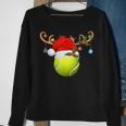 Tennis Player Reindeer Santa Hat Tennis Ball Christmas Sweatshirt Gifts for Old Women