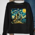 Three Wolves Howling At The Moon Starry Night Wolf Lover Sweatshirt Gifts for Old Women