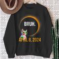 Total Solar Eclipse 2024 Cat Saying Bruh Meme Sweatshirt Gifts for Old Women