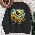 Total Solar Eclipse 2024 Sunflowers Painting Van Gogh Sweatshirt Gifts for Old Women