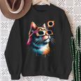 Total Solar Eclipse Cat 2024 Colorful With Eclipse Glasses Sweatshirt Gifts for Old Women