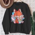 Transgender Pride Kawaii Fox Ramen Noodles Trans Flag Sweatshirt Gifts for Old Women