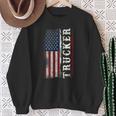 Trucker Truck Driver American Usa Flag Vintage Trucker Sweatshirt Gifts for Old Women