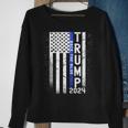 Trump 2024 Back The Blue American Flag Blue Line 4Th Of July Sweatshirt Gifts for Old Women