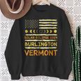 Us Flag American Total Solar Eclipse 2024 Burlington Vermont Sweatshirt Gifts for Old Women