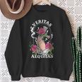 Veritas Aequitas Cross Roses Praying Hands Pray God Sweatshirt Gifts for Old Women