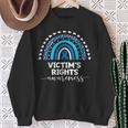 Victims Rights Awareness Victim Of Crime Blue Ribbon Rainbow Sweatshirt Gifts for Old Women