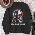 Vintage Bigfoot Total Solar Eclipse Texas Flag Sweatshirt Gifts for Old Women