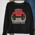 Vintage Retro Powered By Chocolate Milk Weight Lifting Sweatshirt Gifts for Old Women