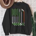 Vintage St Patrick Day Ice Hockey American Flag Saint Pattys Sweatshirt Gifts for Old Women