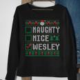 Wesley Family Name Xmas Naughty Nice Wesley Christmas List Sweatshirt Gifts for Old Women