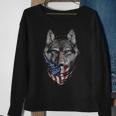 Wolf In Flag Of Usa Bandana Sweatshirt Gifts for Old Women