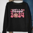 Year End Party Merry Christmas Happy New Year Hello 2024 Sweatshirt Gifts for Old Women