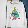 Christmas Book Tree Retro All Booked For Christmas Book Tree Sweatshirt Gifts for Old Women