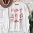 Coquette Pink Bow Cowboy Boots Hat Western Country Cowgirl Sweatshirt Gifts for Old Women