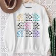 Cows Cows Cows Pink Blue Black Yellow Aqua Purple Cows Sweatshirt Gifts for Old Women