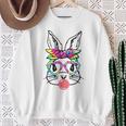 Easter Day Bunny With Bandana Heart Glasses Bubblegum Sweatshirt Gifts for Old Women