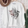 Fire Dragon With Wings Footprints And Flag Fantasy Sweatshirt Gifts for Old Women