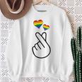 Gay Pride Month Human Lgbtq Korean Finger Heart K-Pop Love Sweatshirt Gifts for Old Women