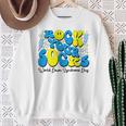 Groovy Rock Your Socks World Down Syndrome Awareness Day Sweatshirt Gifts for Old Women