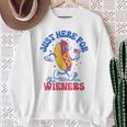 Hot Dog I'm Just Here For The Wieners Fourth Of July Sweatshirt Gifts for Old Women