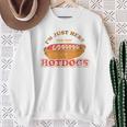 Im Just Here For The Hot Dogs Foodie Weiner Hot Dog Sweatshirt Gifts for Old Women