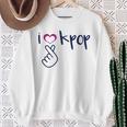 I Love K-Pop Finger Heart Hand Symbol Korean Music Fan Quote Sweatshirt Gifts for Old Women