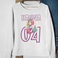 Personalisiertes Einhorn-Geburtstagsshirt Hanna 04, Weiß mit Name & Zahl Sweatshirt Geschenke für alte Frauen