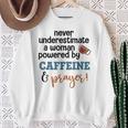 Powered By Caffeine & Prayer Sweatshirt Gifts for Old Women