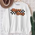 Race Day Checkered Flag Racing Driver Cheer Mama Sweatshirt Gifts for Old Women