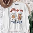 Retro Party In The Usa Beer Hot Dog Lover 4Th Of July Sweatshirt Gifts for Old Women