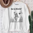 He Is Rizzin Jesus Basketball Meme Sweatshirt Gifts for Old Women