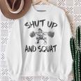 Shut Up And Squat Vintage Leg Day Sweatshirt Gifts for Old Women