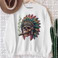 Smoking Cigar Indian Skull Colorful Headdress Lounge Gear Sweatshirt Gifts for Old Women