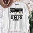 Total Solar Eclipse 2024 Totality Ohio Usa American Flag Sweatshirt Gifts for Old Women
