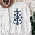 Vintage Distressed Sail Boating Nautical Grungy Navy Anchor Sweatshirt Gifts for Old Women