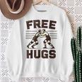 Vintage Wrestler Free Hugs Humor Wrestling Match Sweatshirt Gifts for Old Women