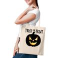 Trick Or Treat Scary Lit Pumpkin Halloween Tote Bag