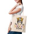 Womens One Spooky Mama Messy Bun Funny Mom Halloween Spider Costume Tote Bag