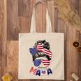 4Th Of July American Mama Messy Bun Mom Life Patriotic Mom Tote Bag