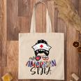 Stna All American Nurse Messy Buns Hair 4Th Of July Day Usa Tote Bag